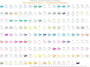 Ohuhu Honolulu 168 Dual Tip Alcohol Art Markers, Brush & Chisel - 01080067