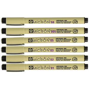 Sakura Pigma Micron Black Set of 6 Black pens - 02130599