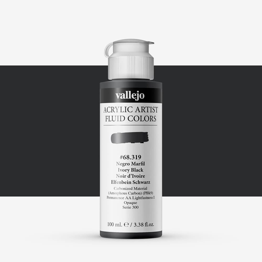 Vallejo FLUID ACRYLIC 319 – 100 ml Ivory Black-01071237