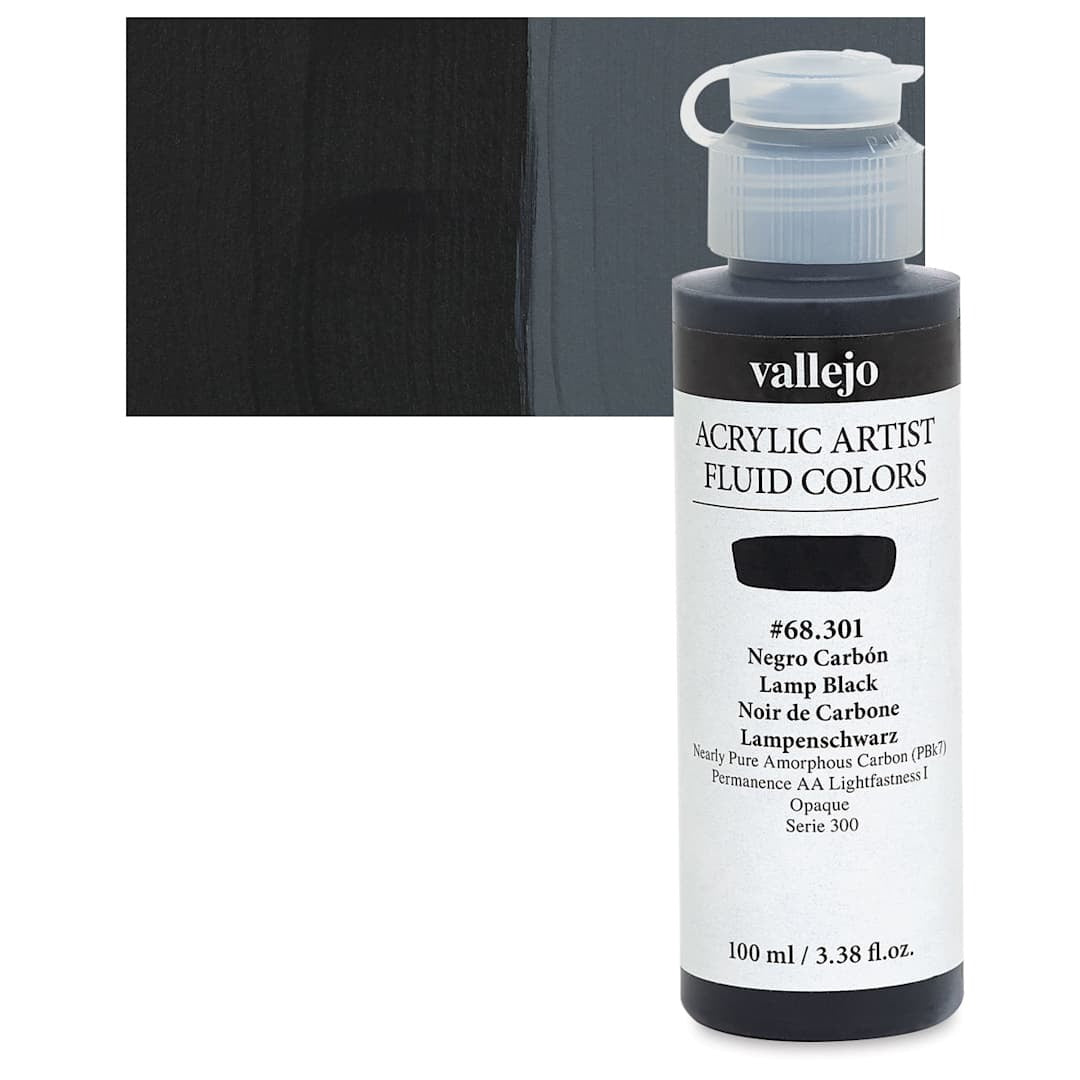Vallejo FLUID ACRYLIC 301 – 100 ml Lamp Black-01071239