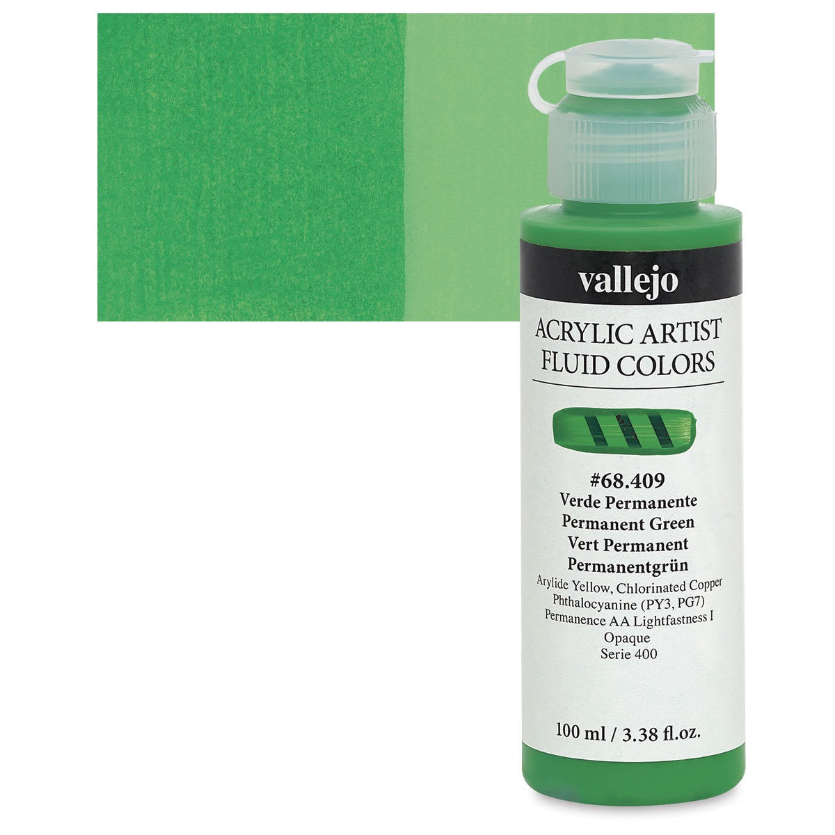 Vallejo Fluid Acrylic – Permanent Green (100 ml) -01073448
