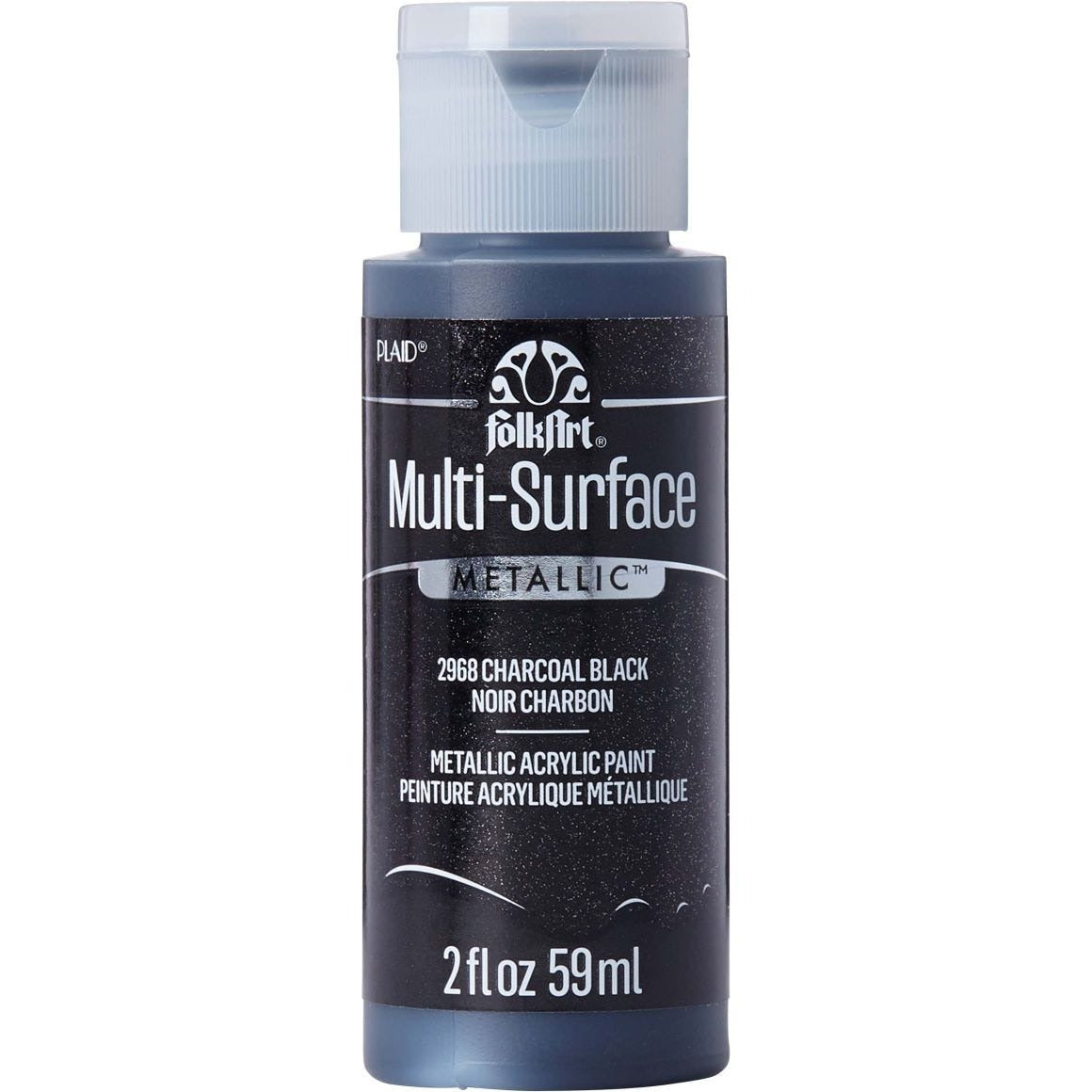 FolkArt Multi-Surface Metallic Paint – Charcoal Black – 2 oz (2968) - 01420463