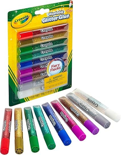 Crayola Bold Washable Glitter Glue 9-Pack -01330790 Almuqahwi