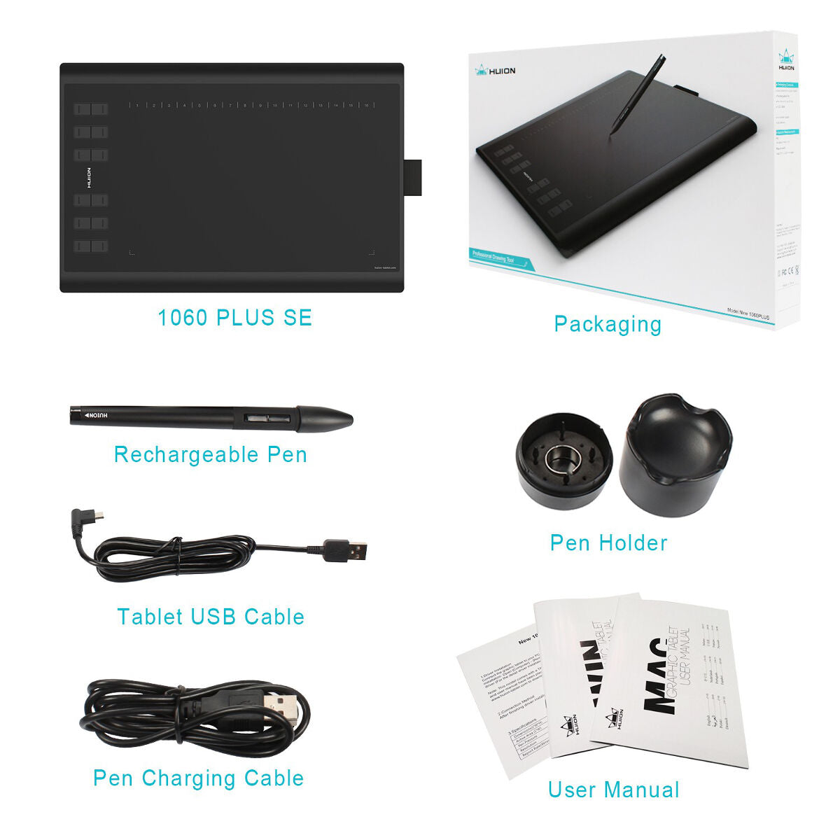 HUION 1060Plus Professional Graphics Pen Tablet - 04440007