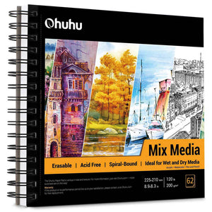 Ohuhu Spiral-Bound Mix Media Pad Double-sided, 62 sheets/124 pages, spiral bound - 01080045