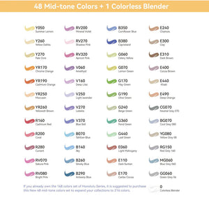 Ohuhu- Honolulu 48 Mid-tone Colors Dual Tips Alcohol Art Markers-01080058