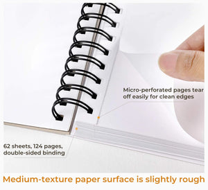 Ohuhu Spiral-Bound Mix Media Pad Double-sided, 62 sheets/124 pages, spiral bound - 01080045