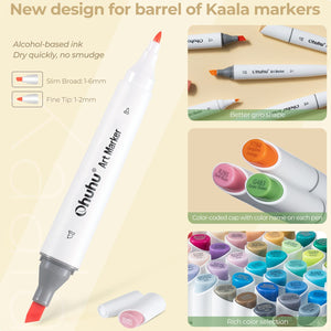 Ohuhu Kaala Four Tones Slim Broad and Fine Dual Tips Alcohol Art Markers - 01080018