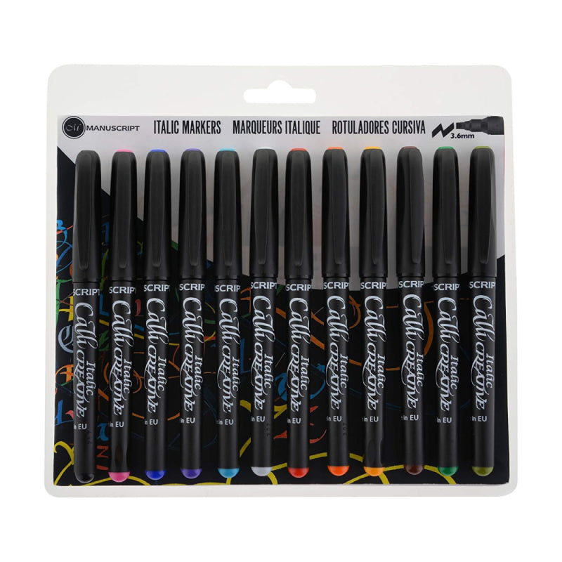 Manuscript- Callicreative Italic Calligraphy Marker- Set 12-Colors Broad- 01350228