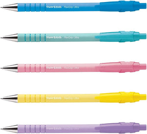 Paper Mate Flexgrip Ultra Pastel Ballpoint Pens | Medium Point (1.0mm) | Blue Ink| 5 Count - 17250347