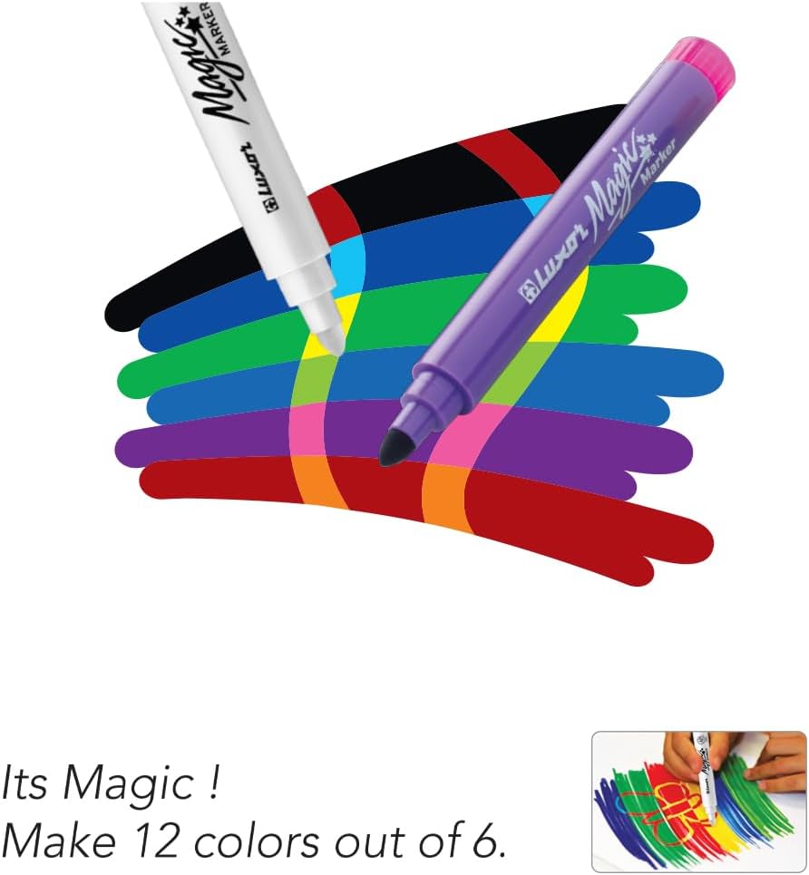 Luxor- Magic Pens Magic Marker Case of 8 Assorted colors - Set of 3packet - 01500125