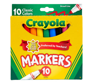 Crayola Broad Line Markers, Classic Colors, 10-Count - 01350401