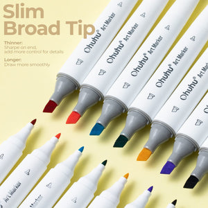 Ohuhu Kaala Four Tones Slim Broad and Fine Dual Tips Alcohol Art Markers - 01080018