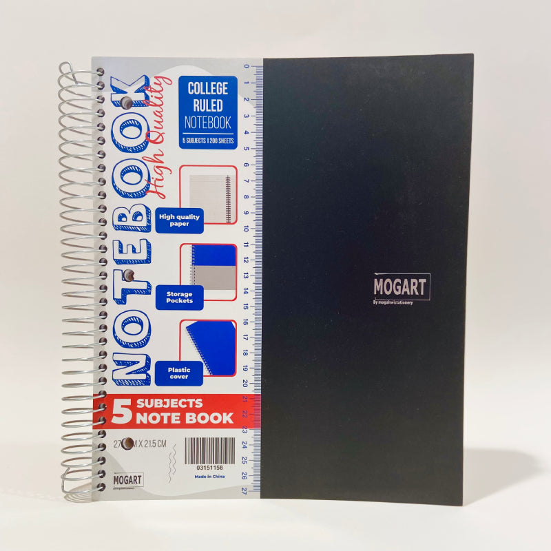 Mogart Spiral Notebook 200sheet ( 5 Subject)-Assorted colors - 03151158