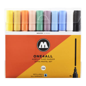 Molotow One4all Acrylic Paint Marker Set, 10 Pastel Colors, 4mm-05600075