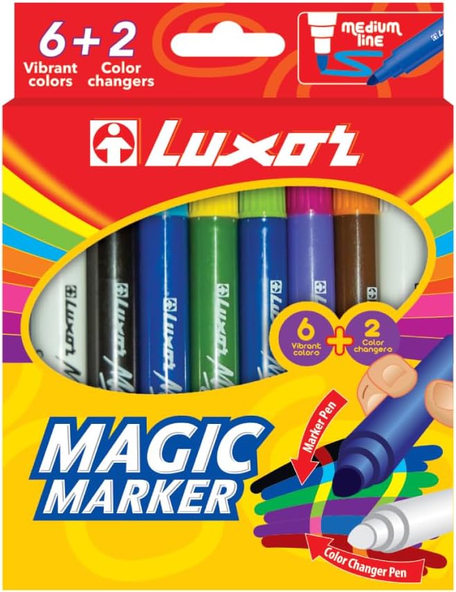 Luxor- Magic Pens Magic Marker Case of 8 Assorted colors - Set of 3packet - 01500125