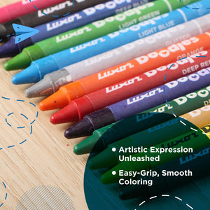 Luxor - Wax Crayons - Extra Long | 18 Assorted Shades| - Set of 3packet - 01500144
