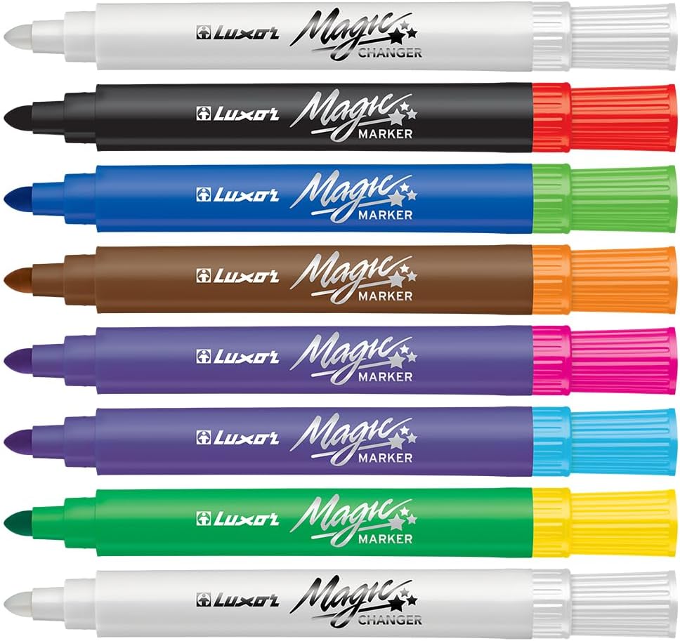 Luxor- Magic Pens Magic Marker Case of 8 Assorted colors - Set of 3packet - 01500125