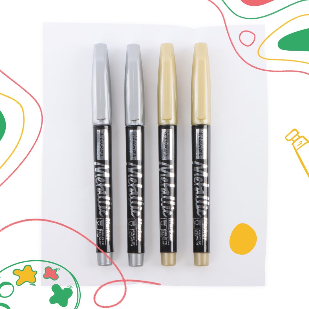 لوكسور - قلم ميتاليك - ذهبي وفضي - 4 أقلام - 01500036