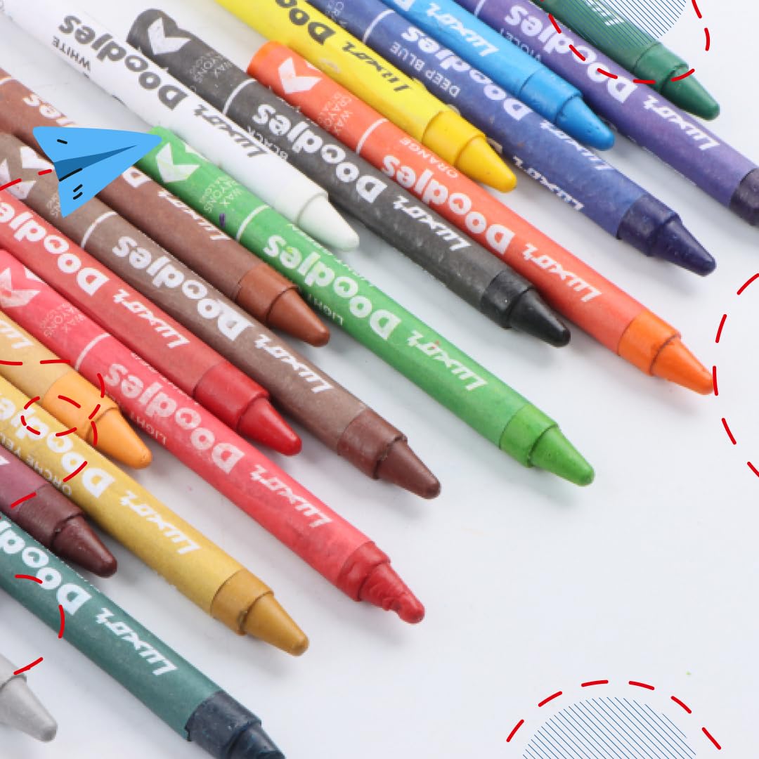 Luxor - Wax Crayons - Extra Long | 18 Assorted Shades| - Set of 3packet - 01500144