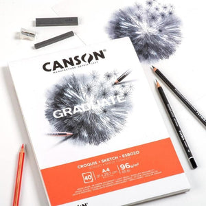 CANSON Graduate Light Grain 96gsm A5 Sketch Paper Pad, 40 Natural White Sheets, - 07021643