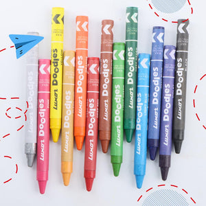 Luxor - Wax Crayons - Extra Long | 12Assorted Shades| - Set of 3packet - 01500143