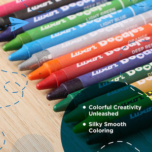 Luxor - Wax Crayons - Extra Long | 12Assorted Shades| - Set of 3packet - 01500143