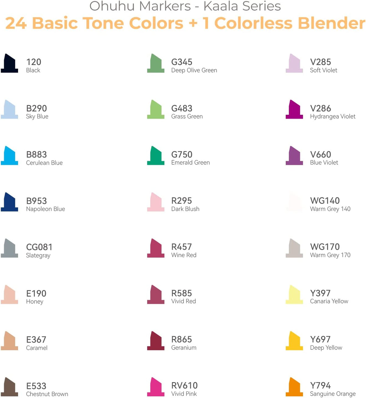 أقلام تحديد على أساس أو﻿وهو رفيعة وعريضة ورقيقة مزدوجة الرؤوس 24 لونًا أساسيًا - سلسلة كالا - 01080018