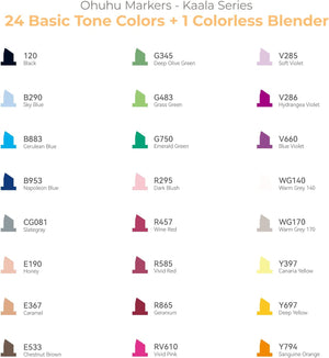 Ohuhu Kaala Four Tones Slim Broad and Fine Dual Tips Alcohol Art Markers - 01080018