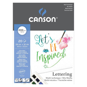 Canson Lettering Mix Media Pad 24 x 32 cm 20 Sheets 200 gsm Natural White 24 x 32 cm - 07021549