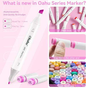 Ohuhu Oahu 120 Colors Dual Tips Alcohol Art Markers, Fine & Chisel -01080038