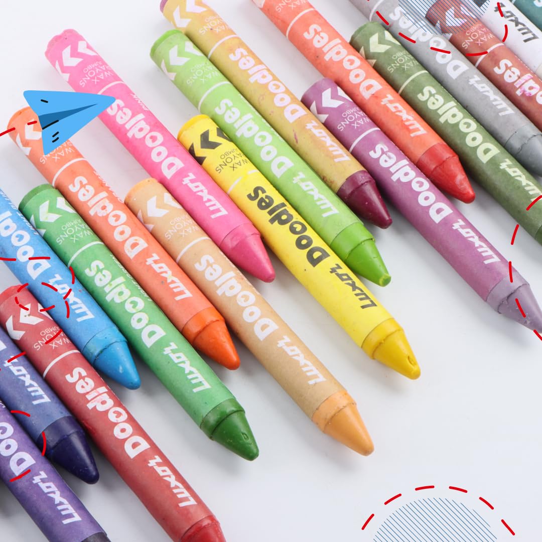 Luxor - Doodles Jumbo Wax Crayons| 24 Assorted Shades| - Set of 3packet - 01500146