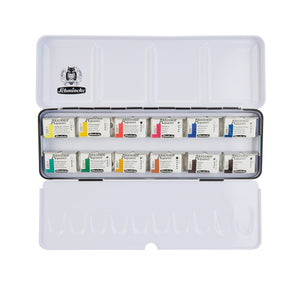 Schmincke - Akademie Aquarell Watercolour Box, basic assortment 12 x 1/1 pans - 05640360