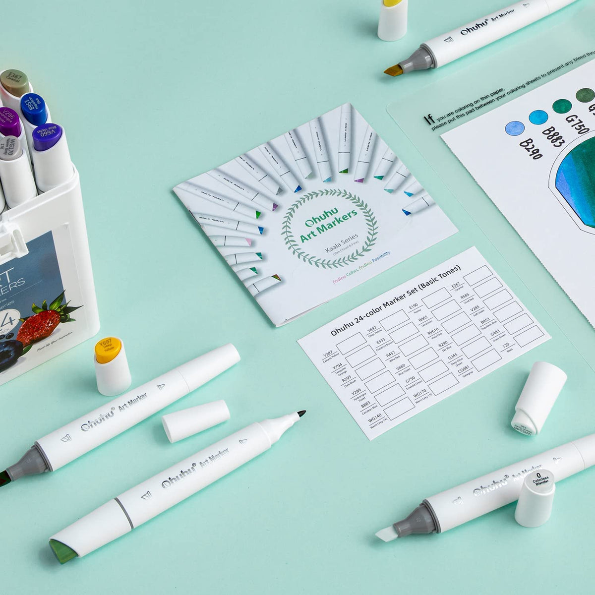 أقلام تحديد على أساس أو﻿وهو رفيعة وعريضة ورقيقة مزدوجة الرؤوس 24 لونًا أساسيًا - سلسلة كالا - 01080018