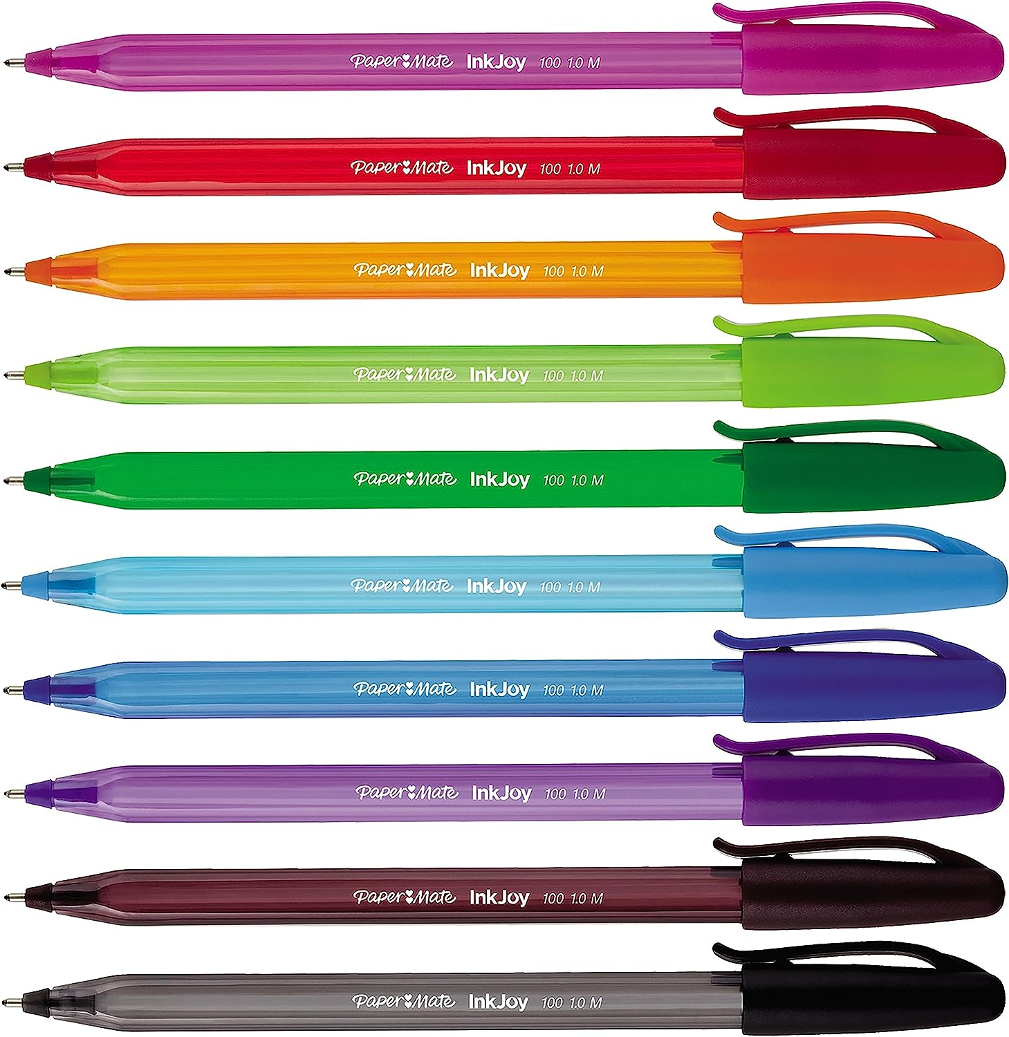 Paper Mate InkJoy 100ST Ballpoint Pens | Medium Point (1.0mm) | Fun Colours  | 10 Count