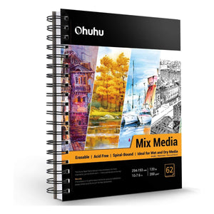 Ohuhu, Mixed Media Art Sketchbook - 124 Pages  - (254mm×193mm) - 200gsm - 01080002