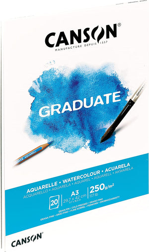 Canson - Graduate Watercolor Pad, A3, 250g, 20 Sheets - 07021639