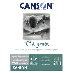 CANSON, "C" à grain pad, DIN A3, 30 sheets, 250 g/m², mottled grey, light-grained - 07021616