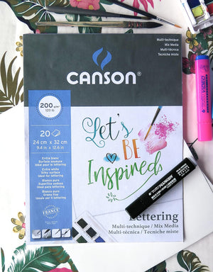 Canson Lettering Mix Media Pad 24 x 32 cm 20 Sheets 200 gsm Natural White 24 x 32 cm - 07021549