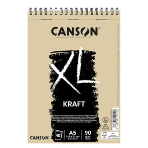 Canson XL Kraft - 40 Sheets - 90gsm -(14.8 x 21cm) - A5 - Croquis Lined Surface, White - 07021823