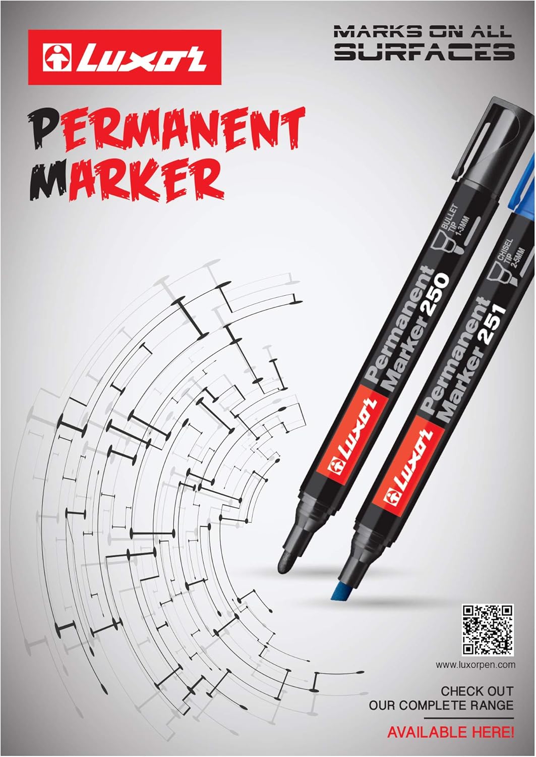 Luxor - Permanent Marker 251 Chisel Tip 2-5mm -Blue -(12's Box)- 01500055