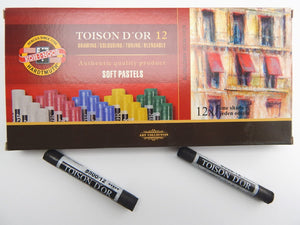 Koh-I-Noor Toison D'Or Soft Pastels, Ivory Black - Set of 12pc - 05000055