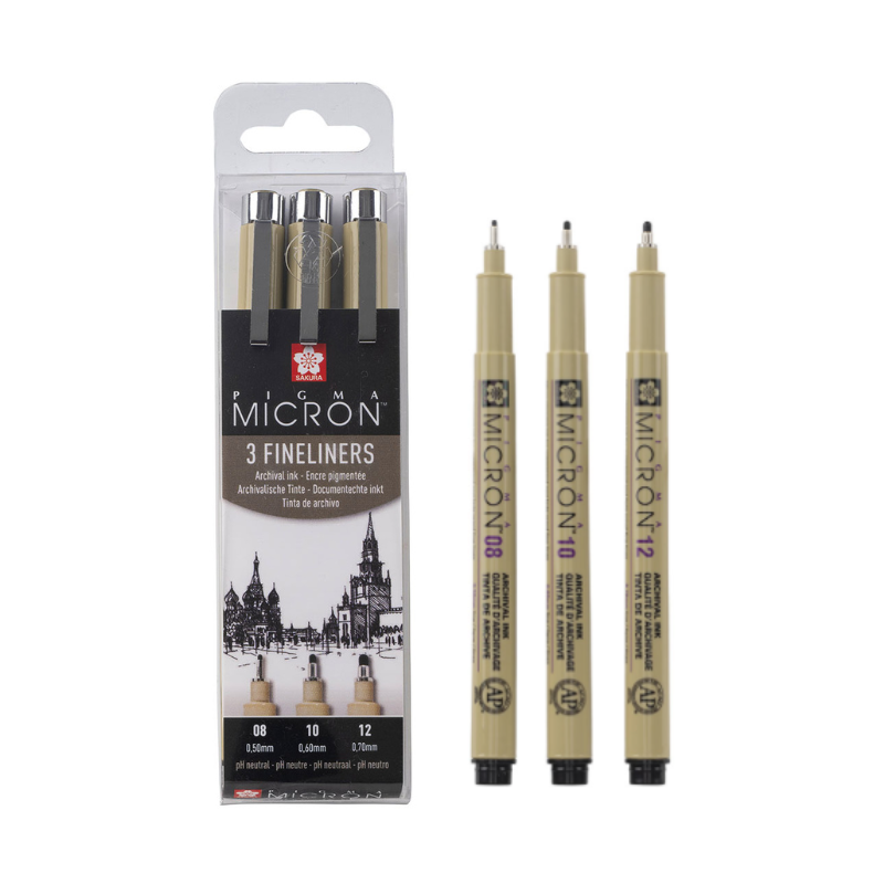 Sakura PIGMA MICRON SET 3 08-10-12-02130697