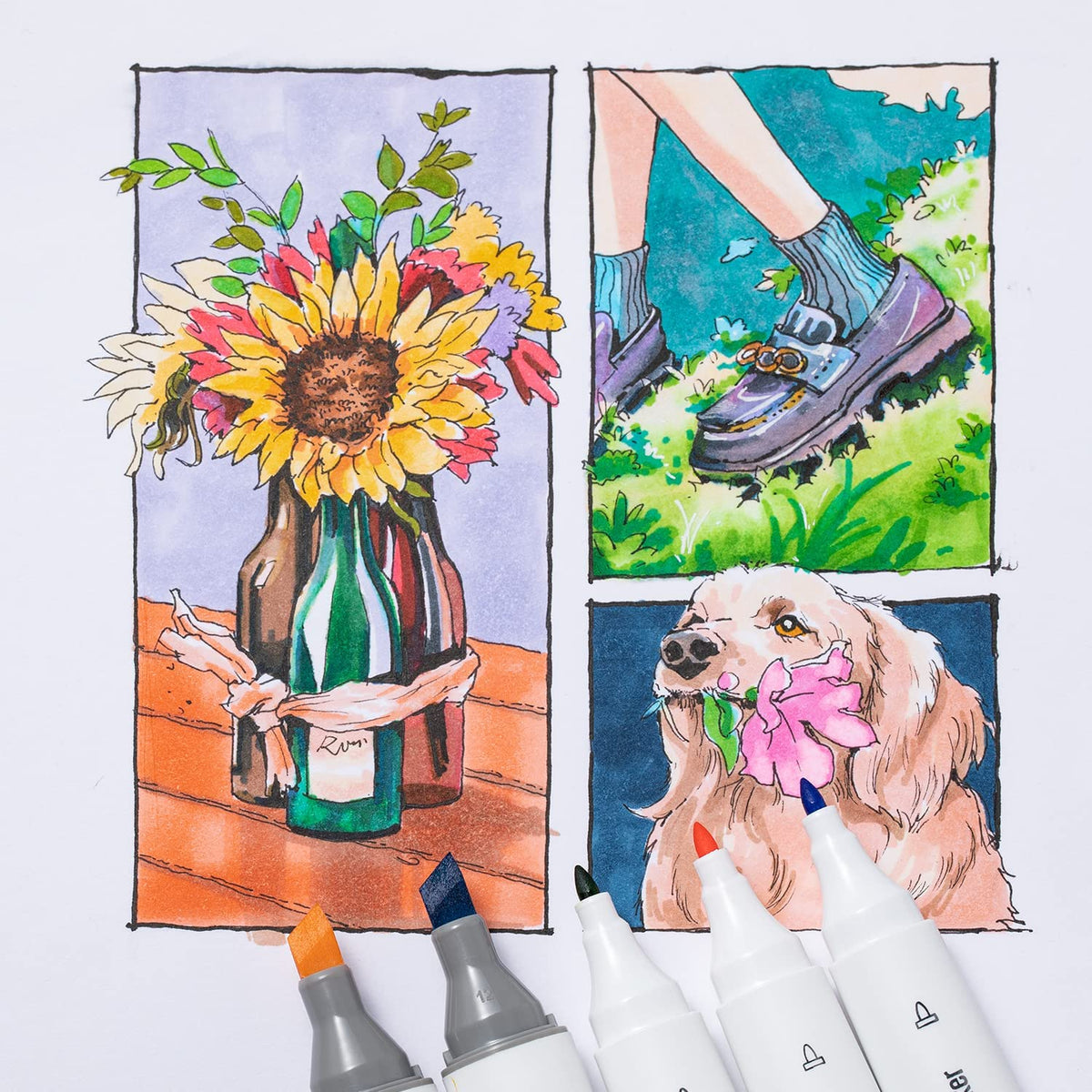 أقلام تحديد على أساس أو﻿وهو رفيعة وعريضة ورقيقة مزدوجة الرؤوس 24 لونًا أساسيًا - سلسلة كالا - 01080018