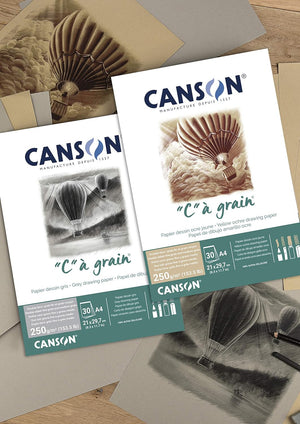 Canson "C à Grain A4 250g Mottled Grey Drawing & Sketching Paper Pad, 30 Sheets - 07021615