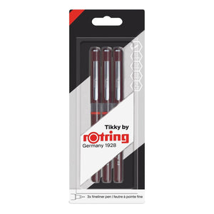 ROtring Tikky Graphic Fineliner Pens, 0.7mm & 0.5mm & 0.3mm, Black Ink - 17250225