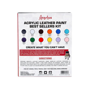 Angelus Acrylic Leather Paint Best Sellers Kit - Set of 12 paints - 01350656