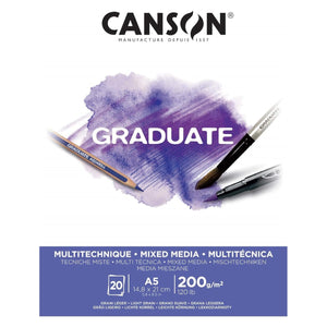 CANSON, Graduate Mixed Media - White paper - 20 sheet - A5 - 200g - 07021826