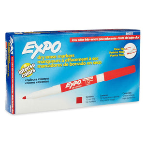 Expo - Low Odor Dry Erase Marker, Fine Point, Red Pack Of 12 - 17250327