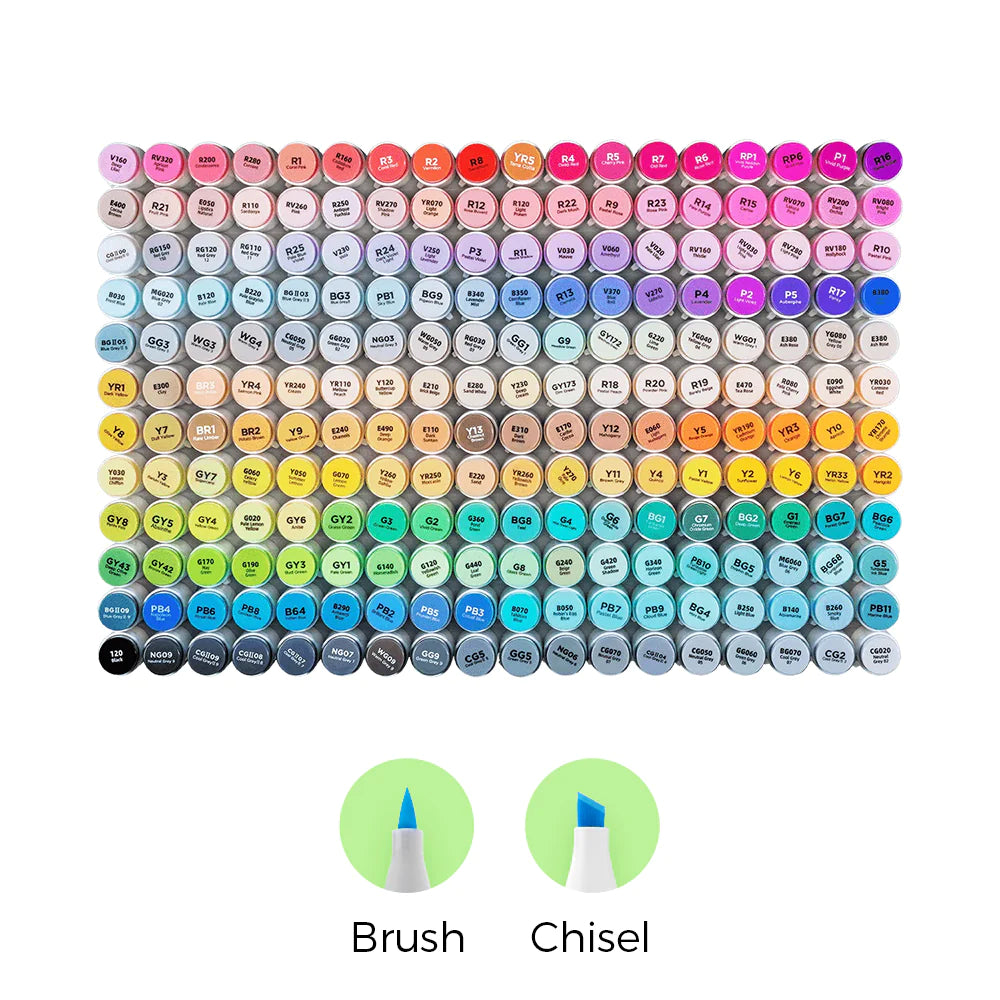 Ohuhu 120 Color Alcohol Markers Set Dual Tip Brush & Chisel Sketch Marker